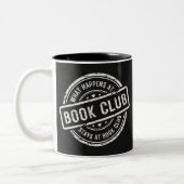 Funny Was passiert bei Book Club Retro Style Zweifarbige Tasse (Links)