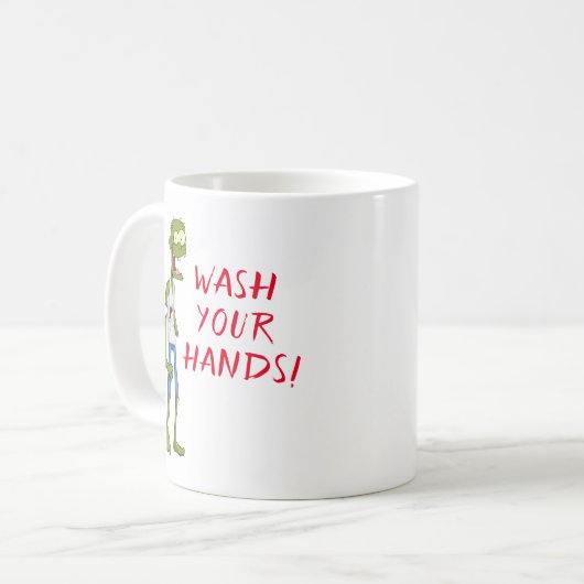Funny Wash deine Hände Zombie Kaffeetasse (Vorderseite Links)