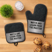 Funny Watch and Learn Cooking Joke Ofenhandschuh & Topflappen-Set (Oben Unten)