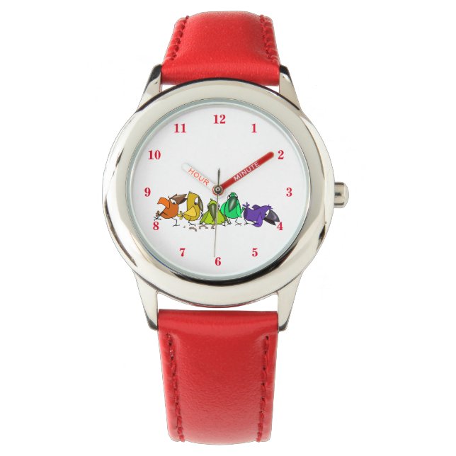 Funny Watch mit farbigen Vögeln Armbanduhr (Vorderseite)