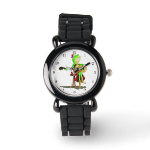 Funny Watch mit Frog Playing Guitar Armbanduhr