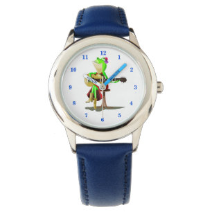 Funny Watch mit Frog Playing Guitar Armbanduhr