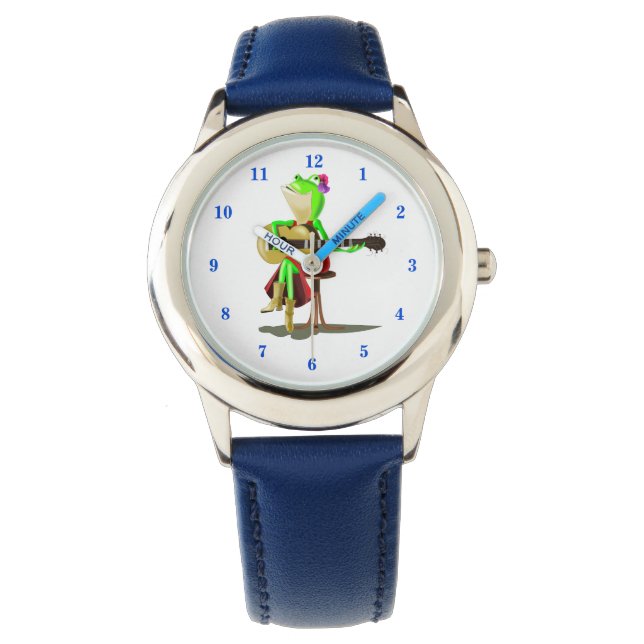Funny Watch mit Frog Playing Guitar Armbanduhr (Vorderseite)