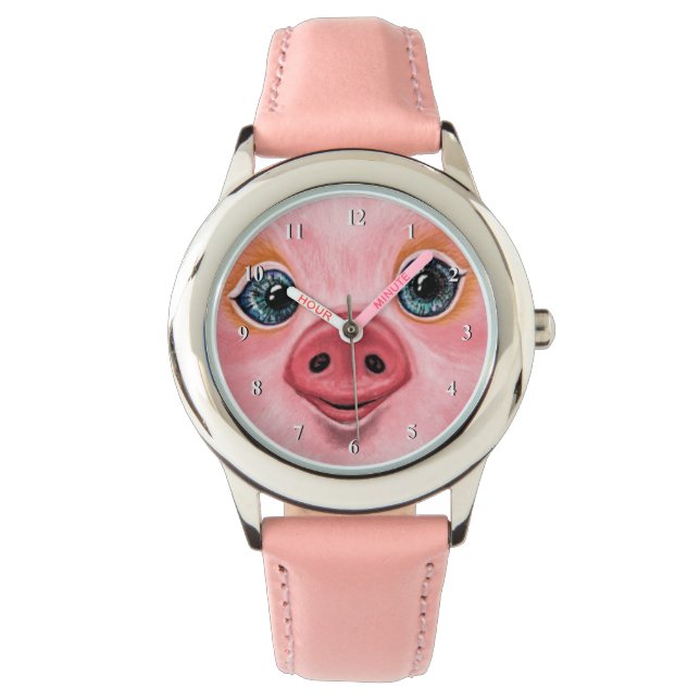 Funny Watch mit Happy Pig Smile Armbanduhr (Vorderseite)