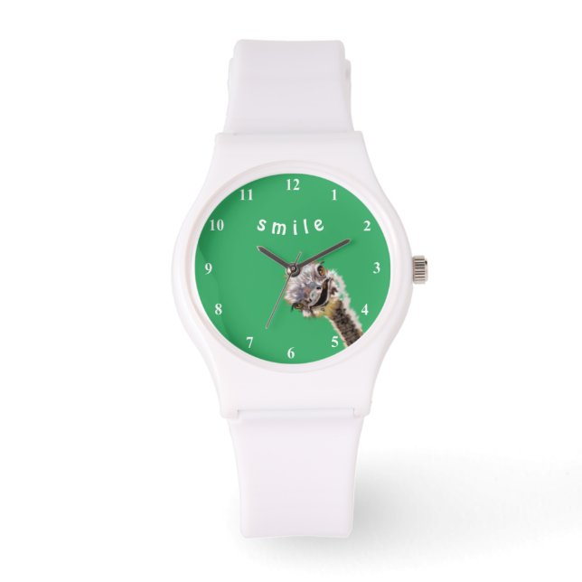 Funny Watch mit spielerischem Strauß - Lächeln Armbanduhr (Vorderseite)