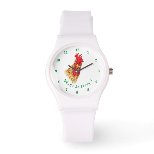 Funny Watch mit überraschendem Rooster - Playful Armbanduhr (Vorderseite)