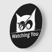 Funny Watching You Cat Cute Minimal Große Wanduhr (Winkel)