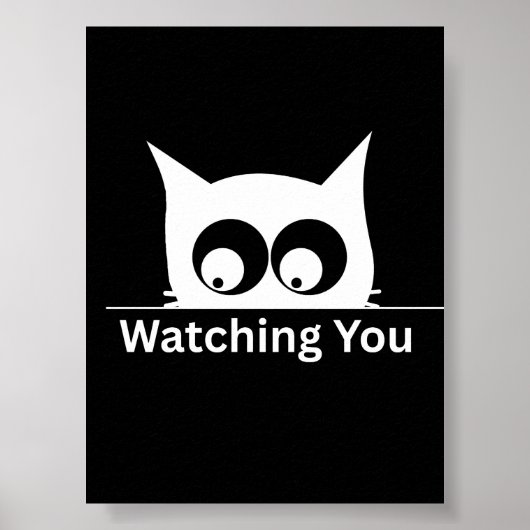 Funny Watching You Cat Cute Minimal Poster (Vorne)
