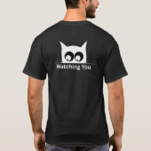 Funny Watching You Cat Cute Minimal T-Shirt (Rückseite)