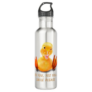 Funny Water Flasche Happy Duck - Custom Text Edelstahlflasche