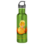 Funny Water Flasche mit Happy Duck - Custom Text Edelstahlflasche (Vorderseite)