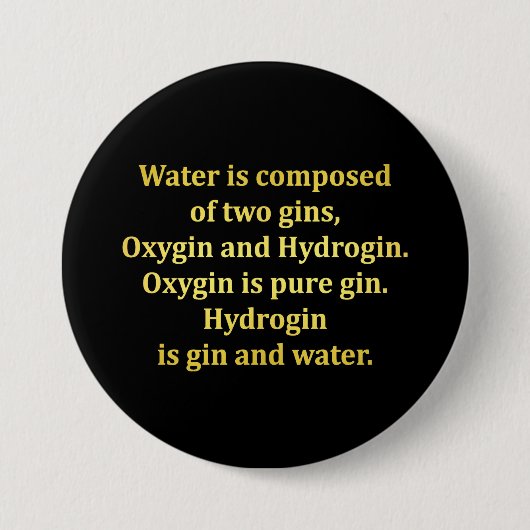 Funny Water und Gin Joke Button (Vorderseite)