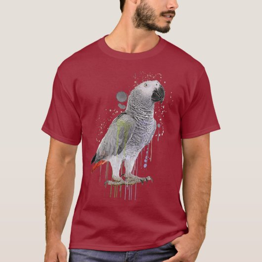 Funny Watercolor African Gray Parrot Bird T-Shirt (Vorderseite)