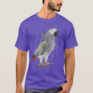 Funny Watercolor African Gray Parrot Bird T-Shirt