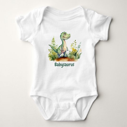 Funny Watercolor Baby Dinosaurier Personalisiert Baby Strampler (Vorderseite)