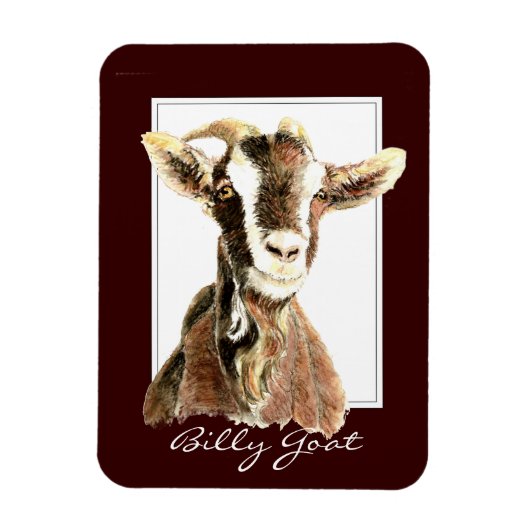Funny Watercolor Billy Goat Animal Magnet (Vertikal)