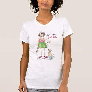 Funny Watercolor Cartoon Sketch Domestic Diva T-Shirt