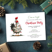 Funny Watercolor Chicken Festive Christmas Invite Einladung