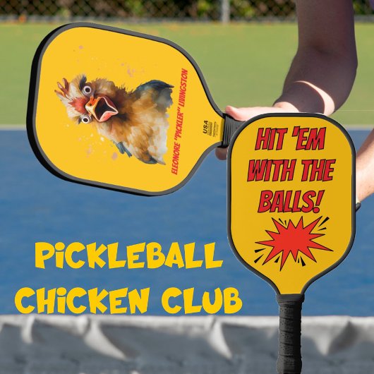 Funny Watercolor Chicken Personalized Pickleball Schläger