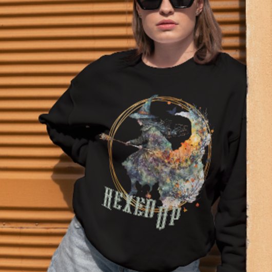Funny Watercolor Creepy Hexen Broom Halloween Sweatshirt