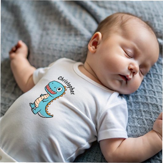 Funny Watercolor Dinosaurier Personalisiert Baby Strampler