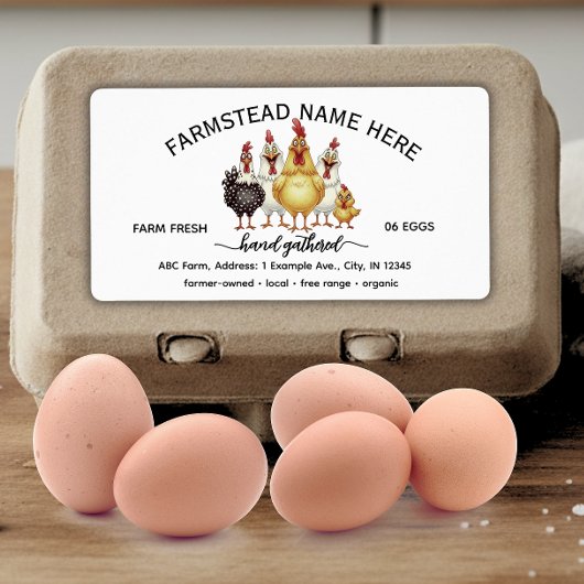 Funny Watercolor Farm Fresh Eggs Carton Label