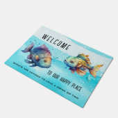 Funny Watercolor Fish Nautic Fußmatte (Schrägansicht)