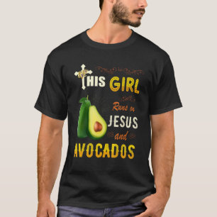 Funny Watercolor Girl rennt auf Jesus und Avocados T-Shirt