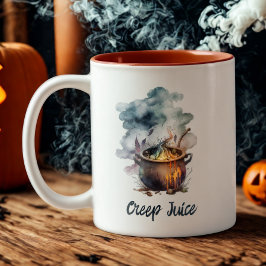 Funny Watercolor Hexen Creepy Cauldron Halloween Zweifarbige Tasse