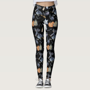 Funny Watercolor Hexenkürbis Halloween Leggings