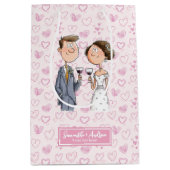 Funny Watercolor Hochzeitsgeschenk Bag Bride Groom Mittlere Geschenktüte (Vorderseite)