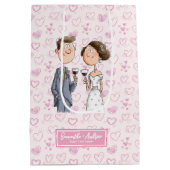 Funny Watercolor Hochzeitsgeschenk Bag Bride Groom Mittlere Geschenktüte (Rückseite)