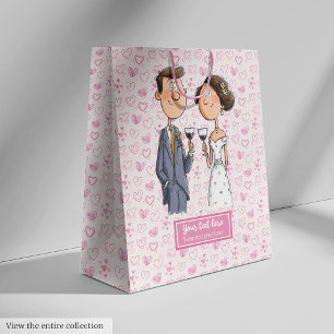Funny Watercolor Hochzeitsgeschenk Bag Bride Groom Mittlere Geschenktüte