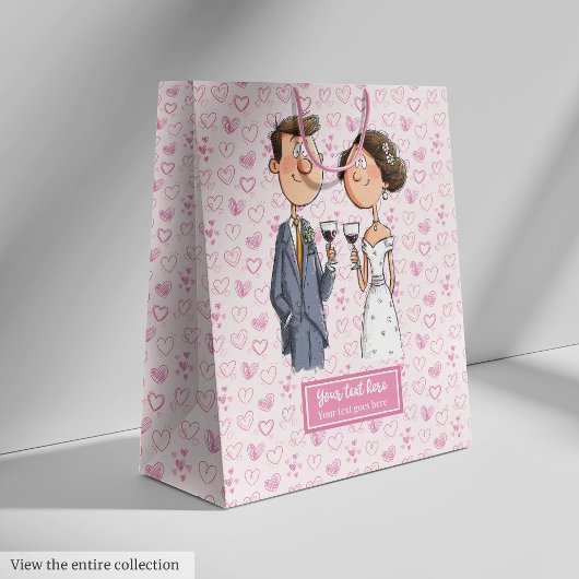 Funny Watercolor Hochzeitsgeschenk Bag Bride Groom Mittlere Geschenktüte