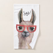 Funny Watercolor Llama Badhandtuch Set (Handtuch)