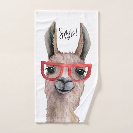 Funny Watercolor Llama Badhandtuch Set (Handtuch)