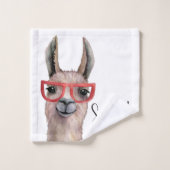 Funny Watercolor Llama Badhandtuch Set (Waschlappen)