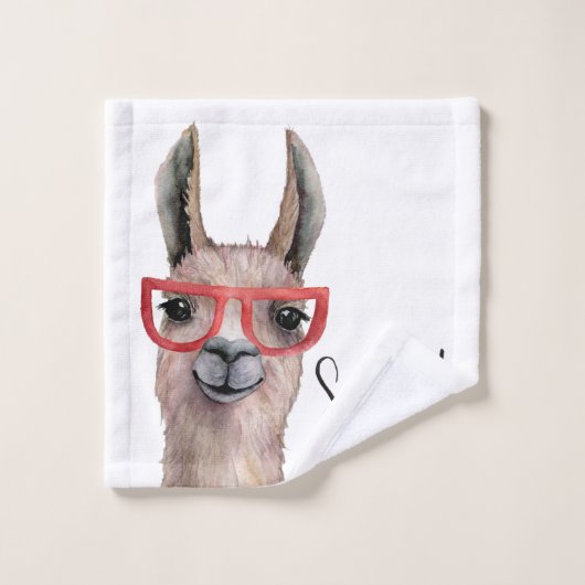 Funny Watercolor Llama Badhandtuch Set (Waschlappen)
