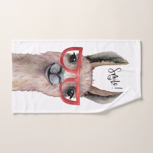Funny Watercolor Llama Badhandtuch Set (Handtuch)