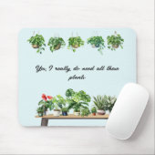 Funny Watercolor Pflanze Lover Houseplant Mousepad (Mit Mouse)
