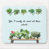 Funny Watercolor Pflanze Lover Houseplant Mousepad (Vorne)