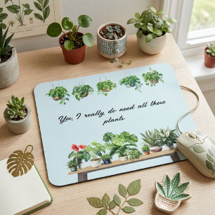 Funny Watercolor Pflanze Lover Houseplant Mousepad