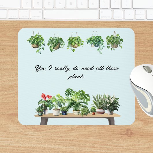 Funny Watercolor Pflanze Lover Houseplant Mousepad