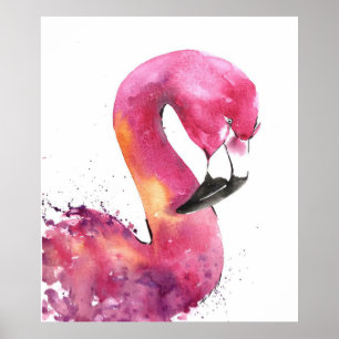 Funny Watercolor Pink Flamingo Gönnt Lover Poster