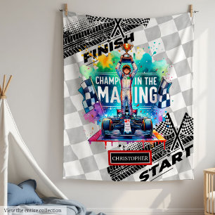 Funny Watercolor Racing Sport Auto Geburtstagsgesc Fleecedecke