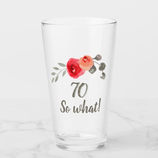 Funny Watercolor Red Rose 70th Birthday Floral Glas (Vorderseite)