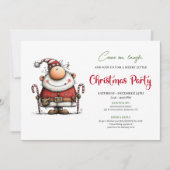 Funny Watercolor Santa Festive Party Invitation Einladung (Vorderseite)