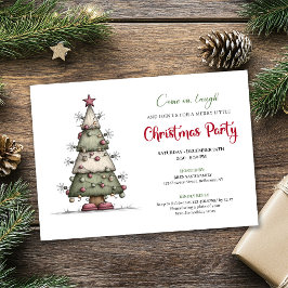 Funny watercolor tree minimalist holiday invite einladung