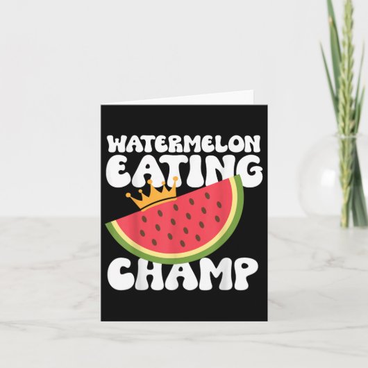 Funny Watermelon Eating Champ Sommer Essen Karte (Vorderseite)