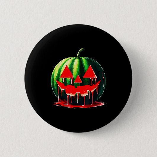 Funny Watermelon Jack O Lantern Soky Dripng Fruit Button (Vorderseite)